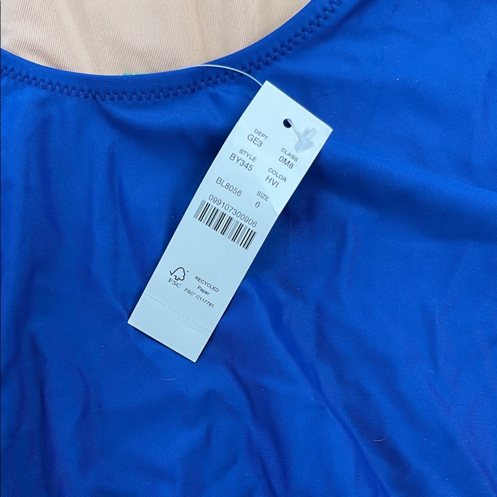 J. Crew Royal Blue Crisscross Back One-Piece Swimsuit - Picture 3 of 4